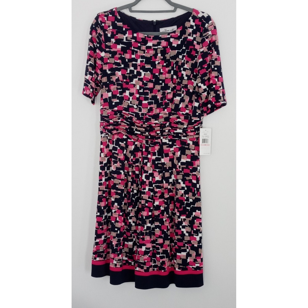 Jessica H NEW Multicolored Knee Length Dress Zip Up Women's Size 10 NWT